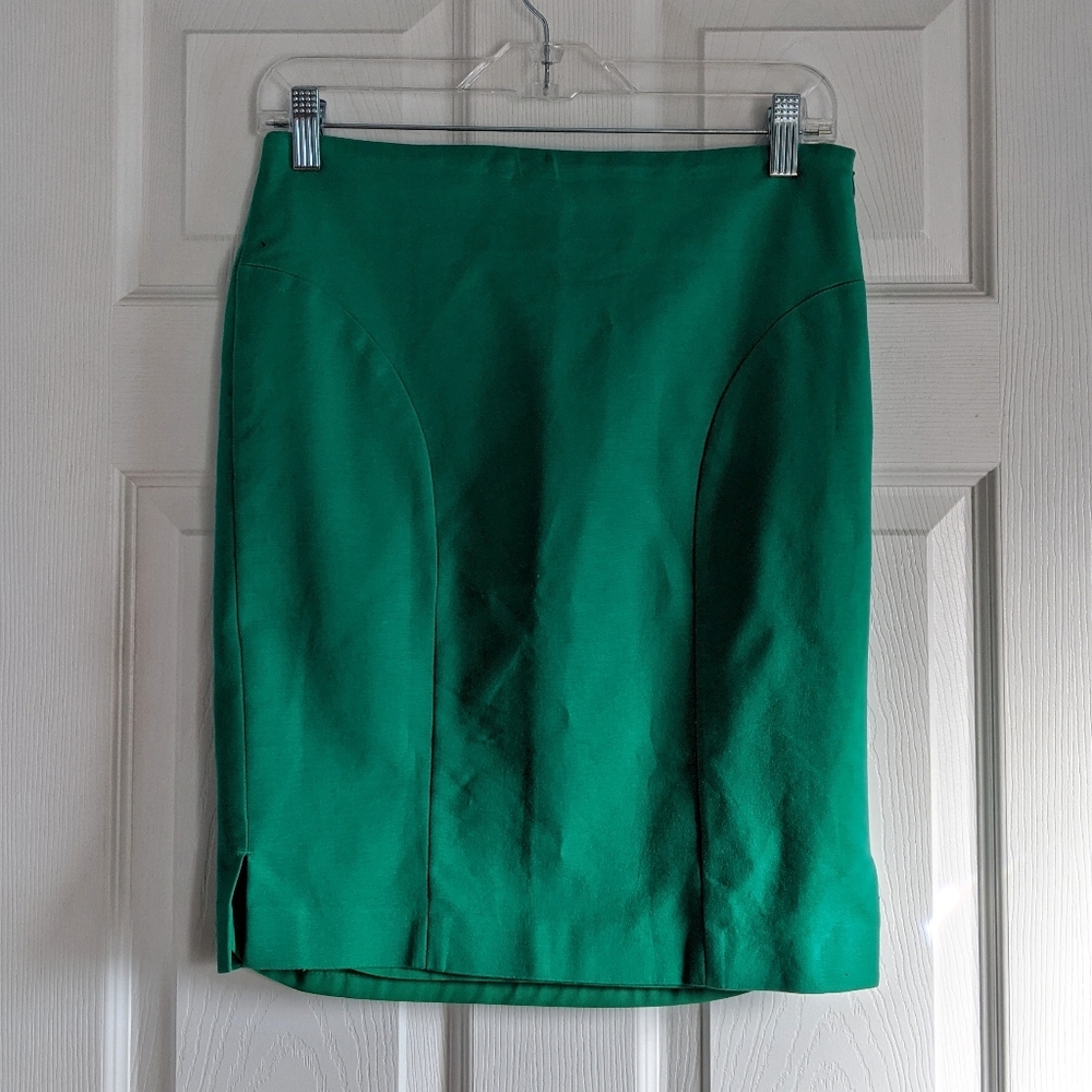 Kelly Green Calvin Klein Pencil Skirt 2 knee lgth